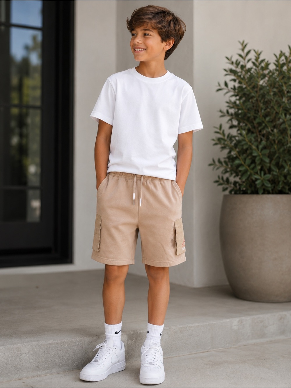 Jordan Boys' Tan Cargo Drawstring Shorts